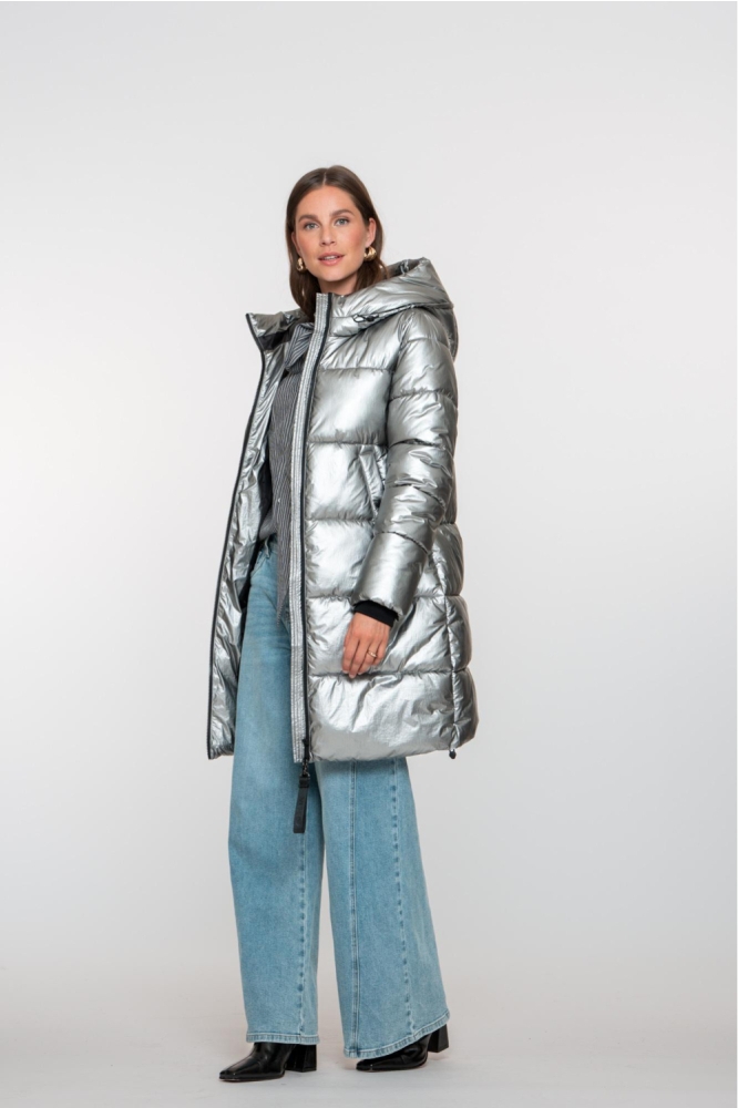 Geisha zilveren dames jas | Model zijaanzicht