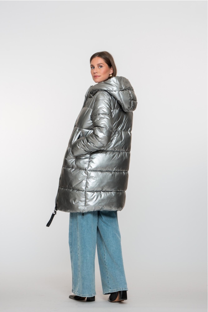 Geisha zilveren dames jas | Model achteraanzicht