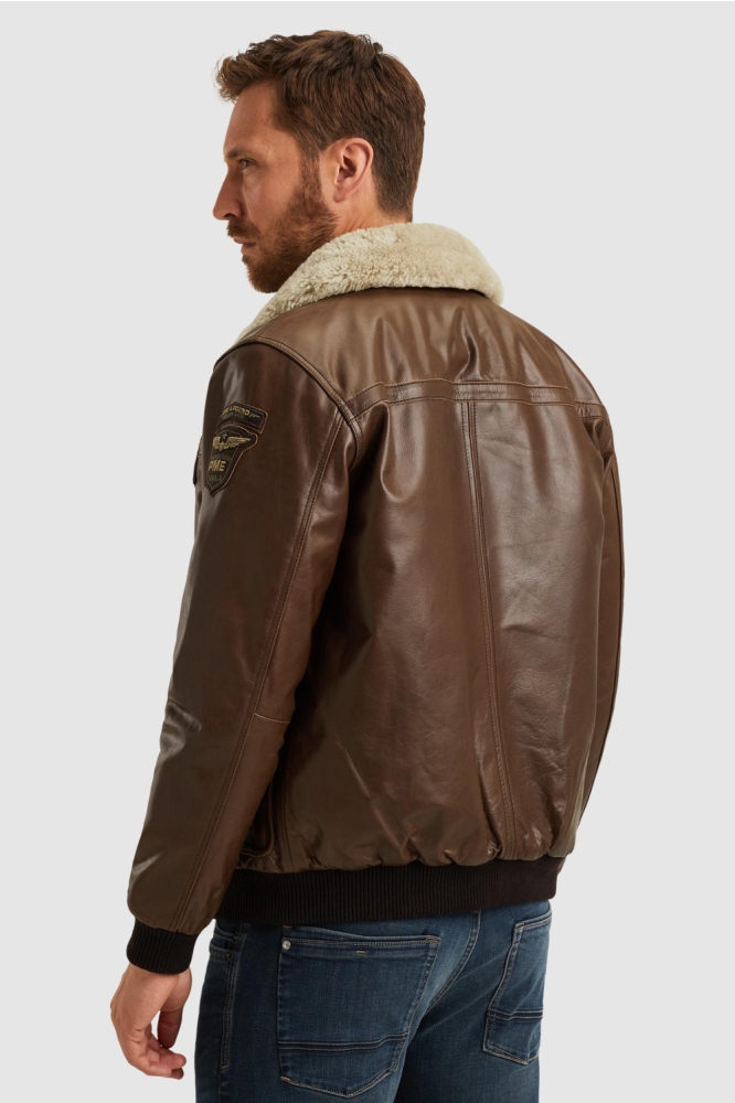 PME legend bruine heren leren jas | Model achteraanzicht