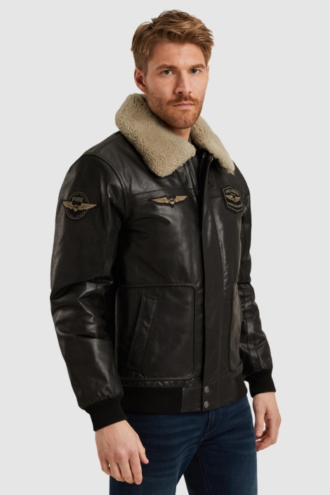 PME legend zwarte heren leren jas | Model zijaanzicht