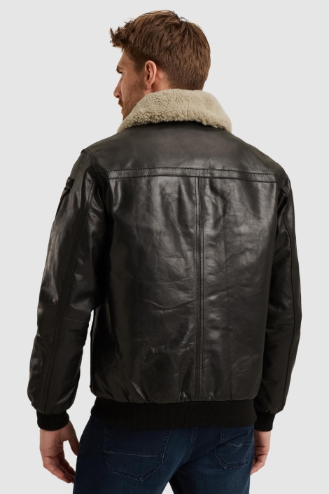 PME legend zwarte heren leren jas | Model achteraanzicht