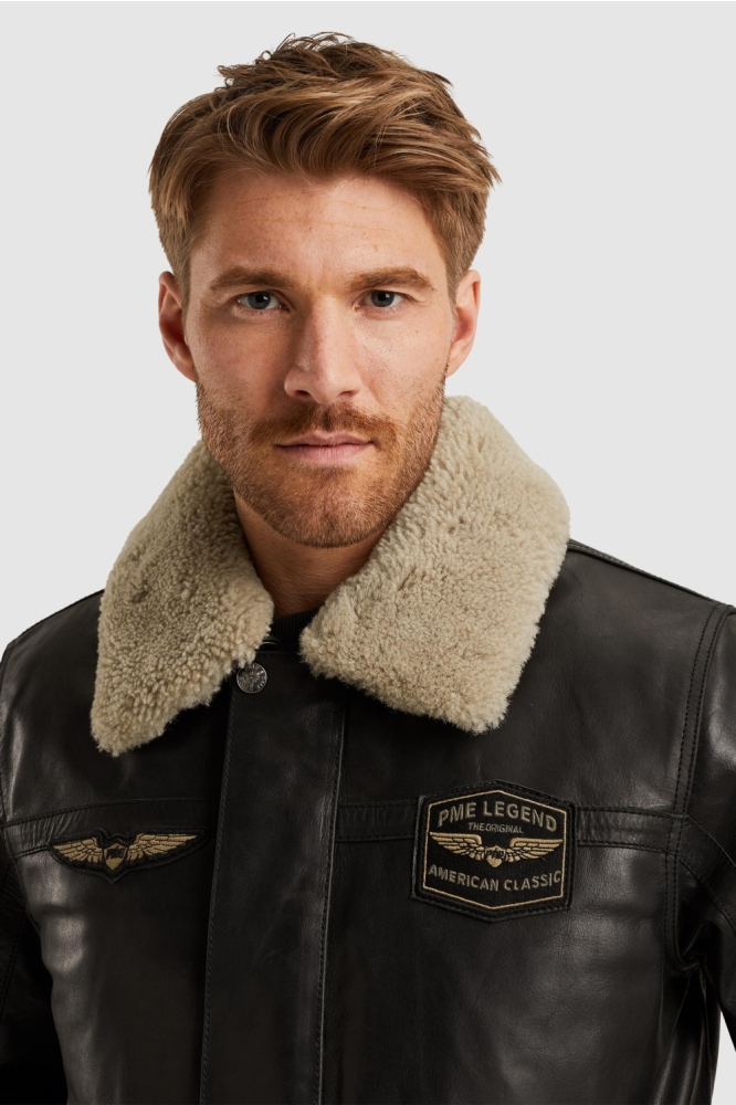PME legend zwarte heren leren jas | Close up