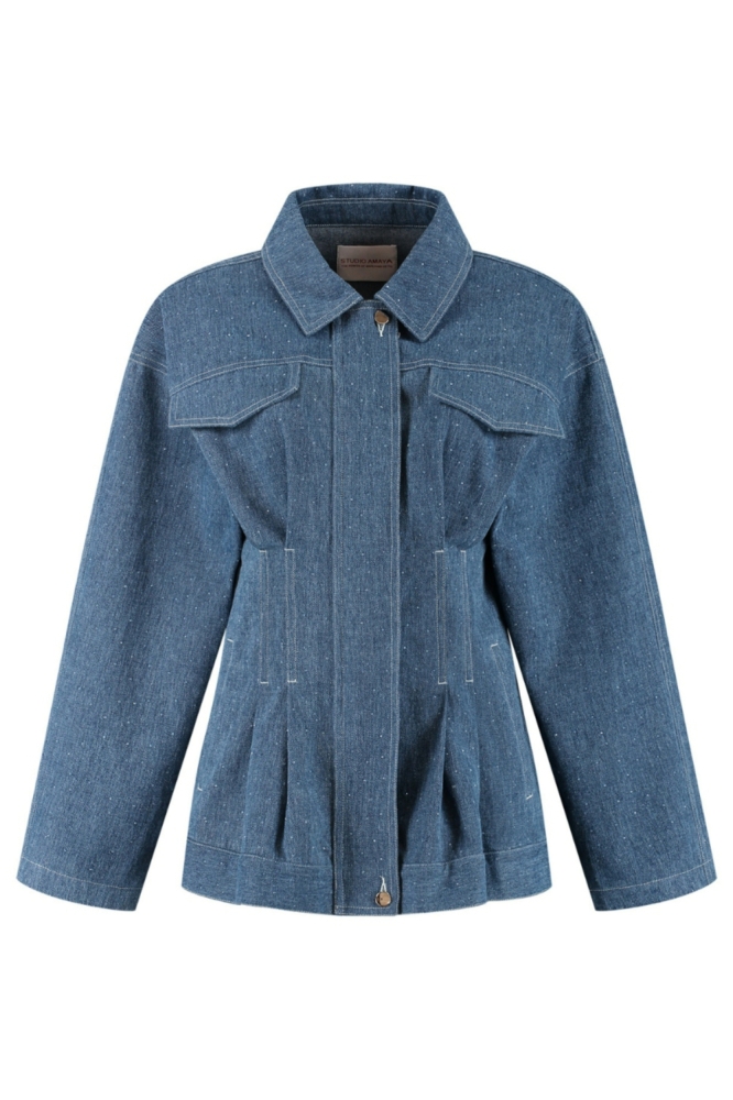 Studio Amaya blauwe dames jas | Vooraanzicht