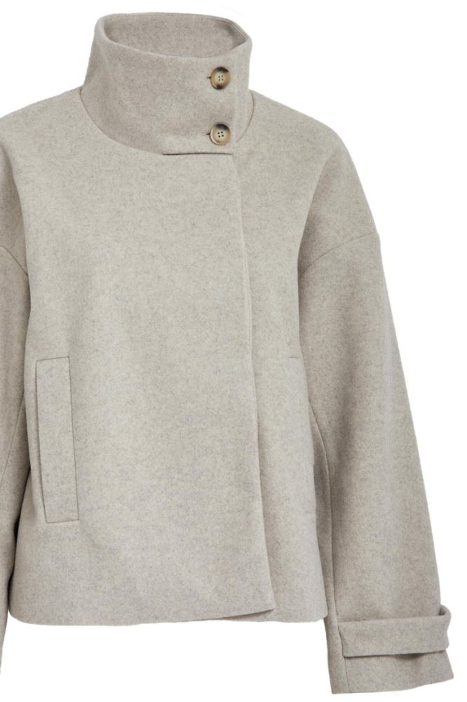 Peppercorn grijze dames jas | Close up