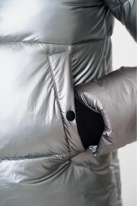 Geisha zilveren dames jas | Kleurstaal