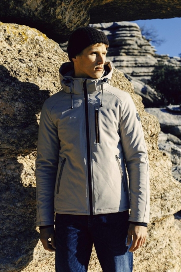 NO-EXCESS Jas SOFT SHELL JAS MET AFRITSBARE CAPUCHON 29630807SN Stone