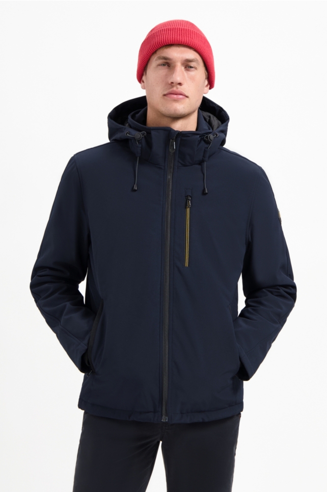 NO-EXCESS blauwe heren jas | Model vooraanzicht