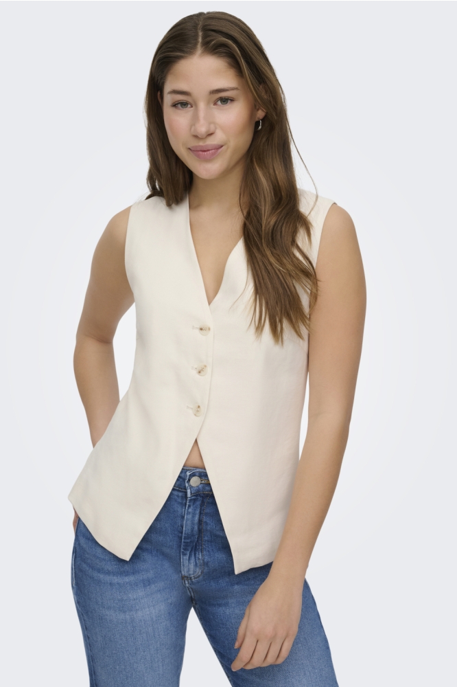 Only witte dames gilet | Model vooraanzicht