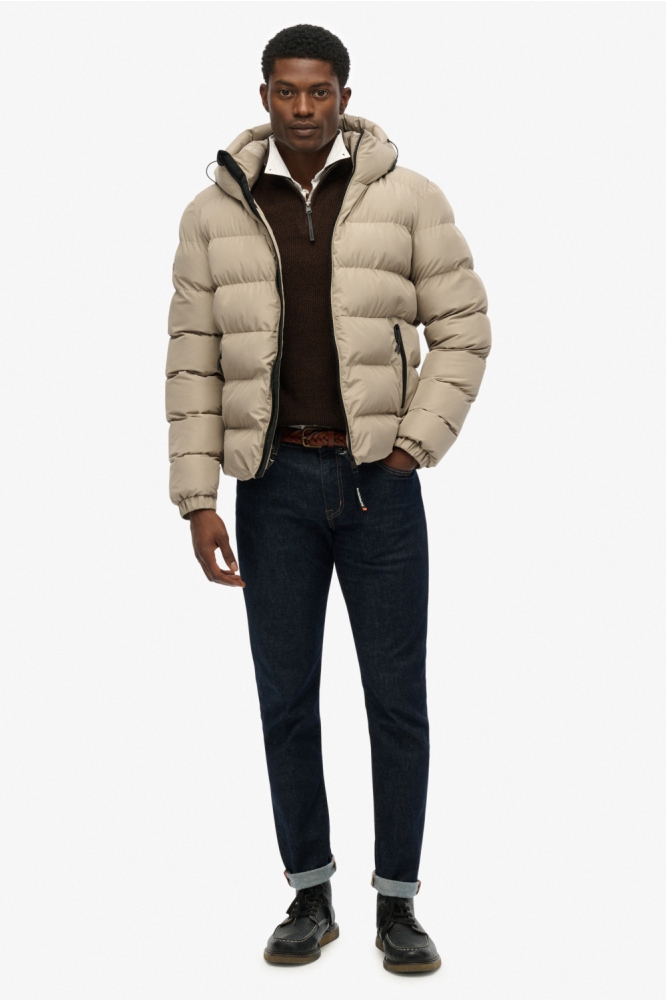 Superdry taupe heren jas | Model