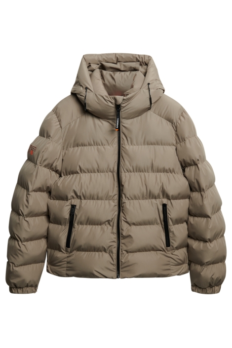 Superdry taupe heren jas | Vooraanzicht