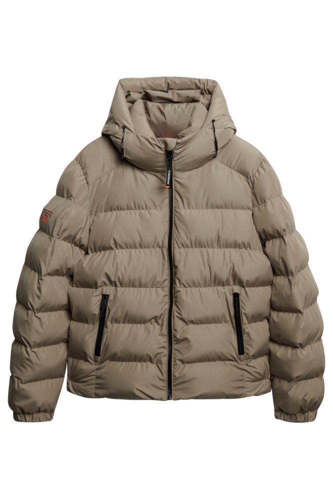 Superdry taupe heren jas | Vooraanzicht