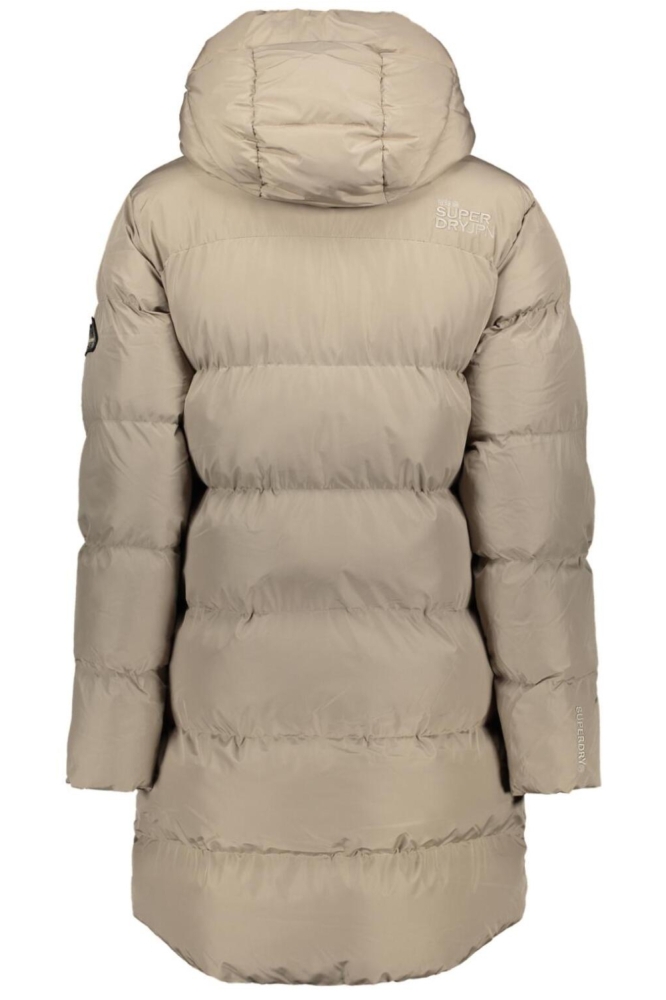 Superdry taupe dames jas | Model achteraanzicht