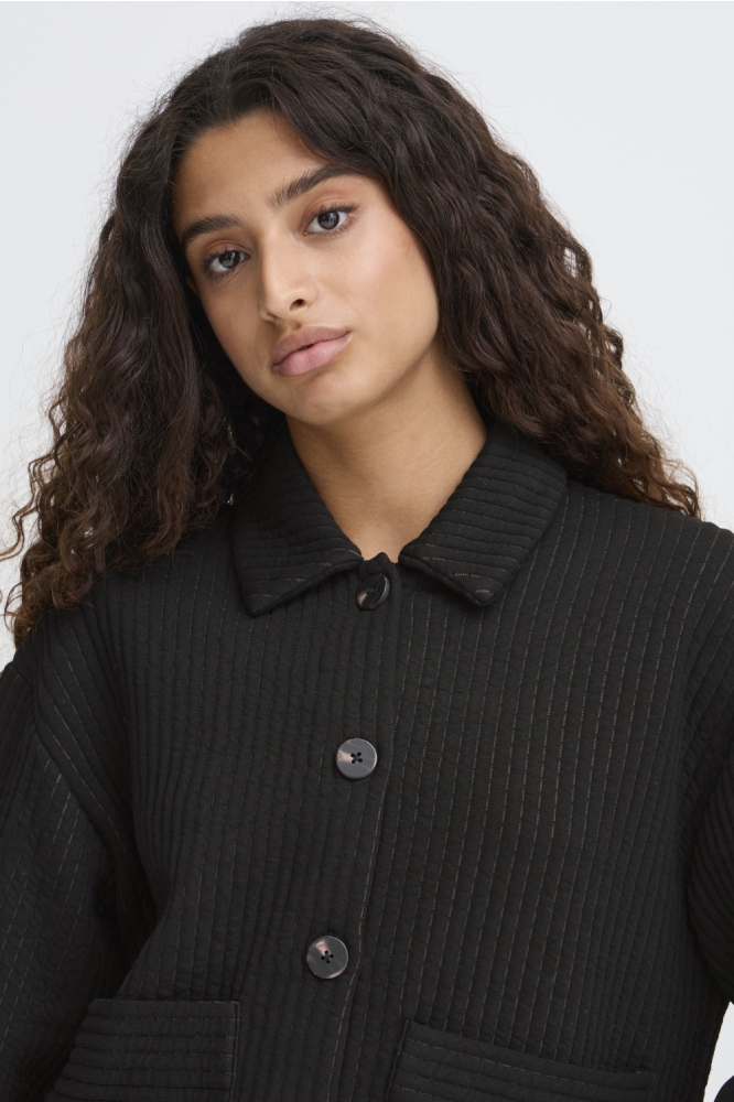 Ichi zwarte dames jas | Close up