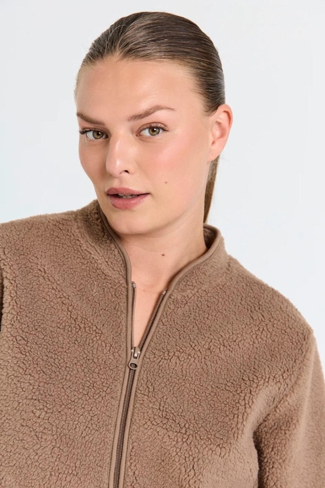 Freequent taupe dames jas | Close up