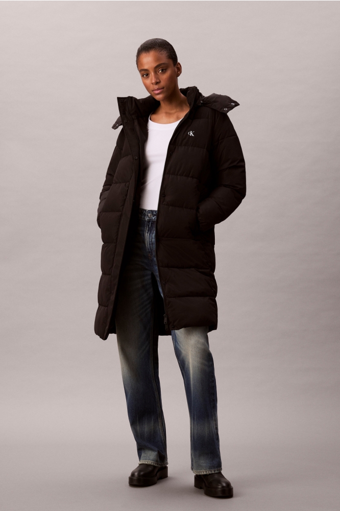 Calvin Klein zwarte dames jas | Model vooraanzicht