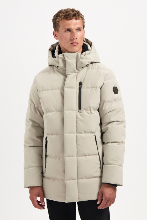 NO-EXCESS beige heren jas | Model vooraanzicht