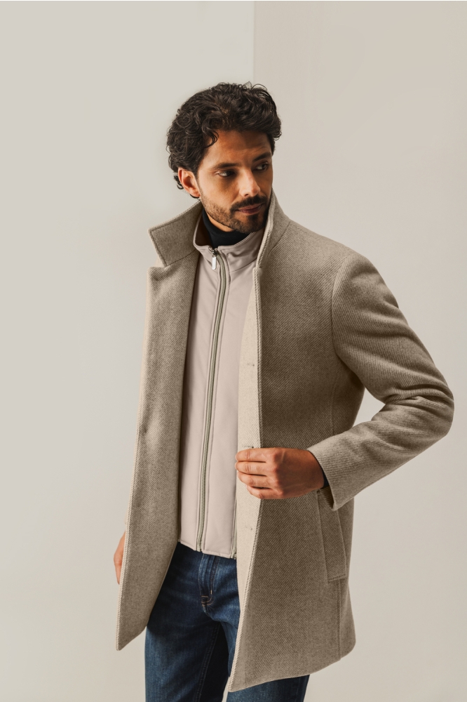 State of Art bruine heren jas | Model zijaanzicht