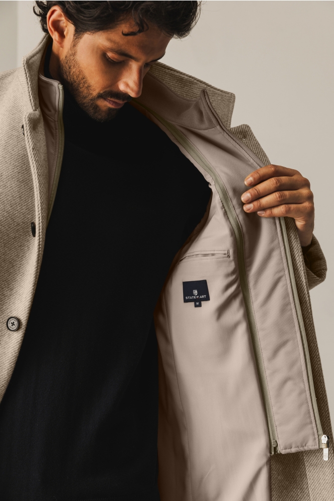 State of Art bruine heren jas | Close up