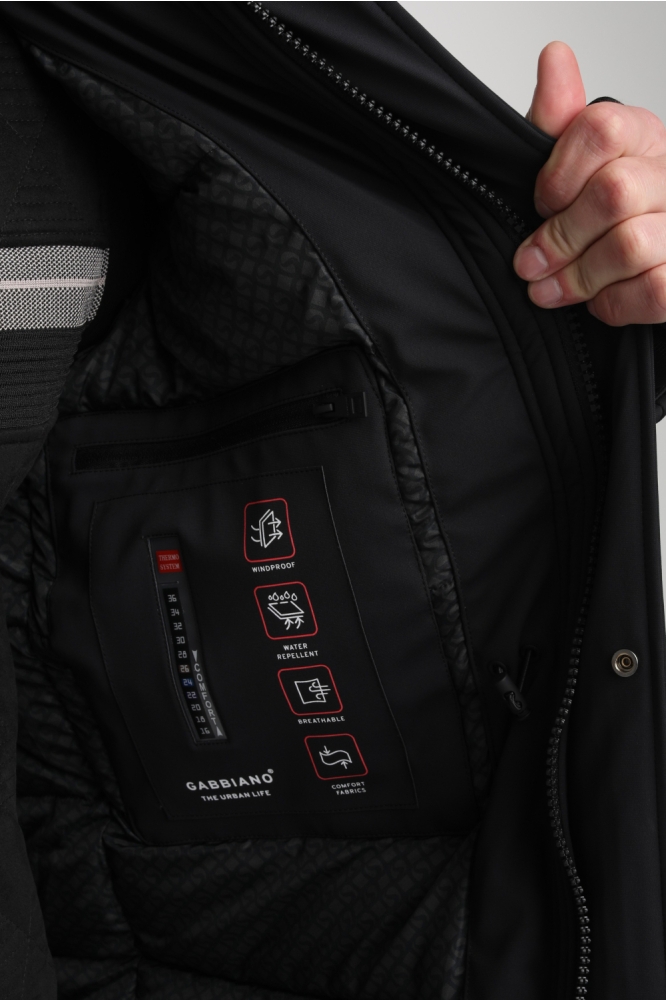 Gabbiano zwarte heren jas | Close up
