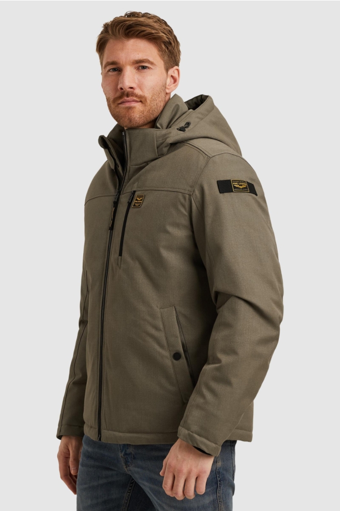 PME legend taupe heren jas | Model zijaanzicht