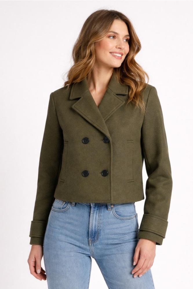 Only groene dames jas | Model vooraanzicht