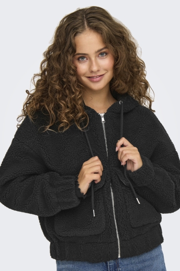 Only ONLTANJA TEDDY HOOD JACKET OTW NOOS 15335779 BLACK