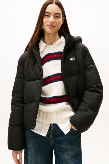 Tommy Jeans TJW HOODED PUFFER JACKET DW0DW21625 BDS BLACK