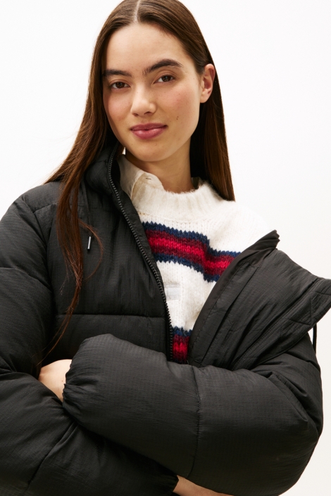 Tommy Jeans zwarte dames jas | Close up