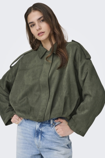 Jacqueline de Yong jdynia faux suede bat jacket otw yf Groen
