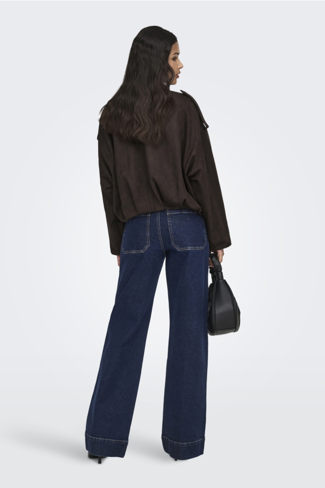 Jacqueline de Yong bruine dames jas | Model achteraanzicht