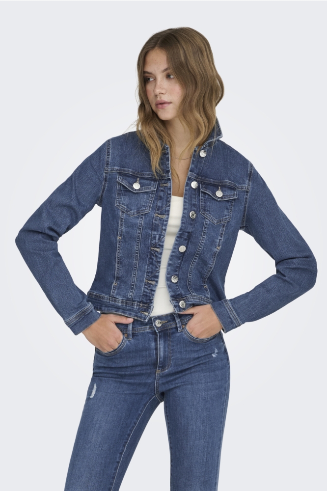 Only blauwe dames jas | Model vooraanzicht