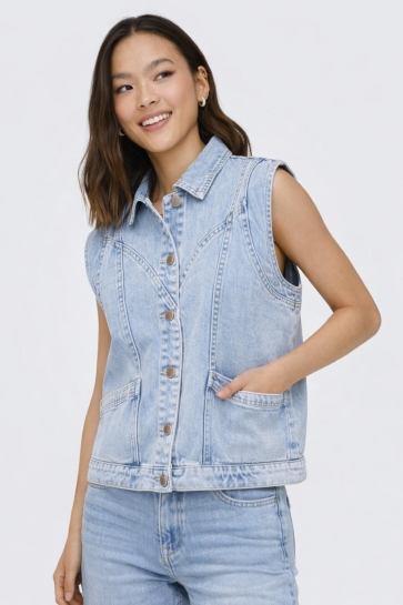 Only ONLKENNEDY SL DNM WAISTCOAT BJ NOOS 15278041 Light Blue Denim