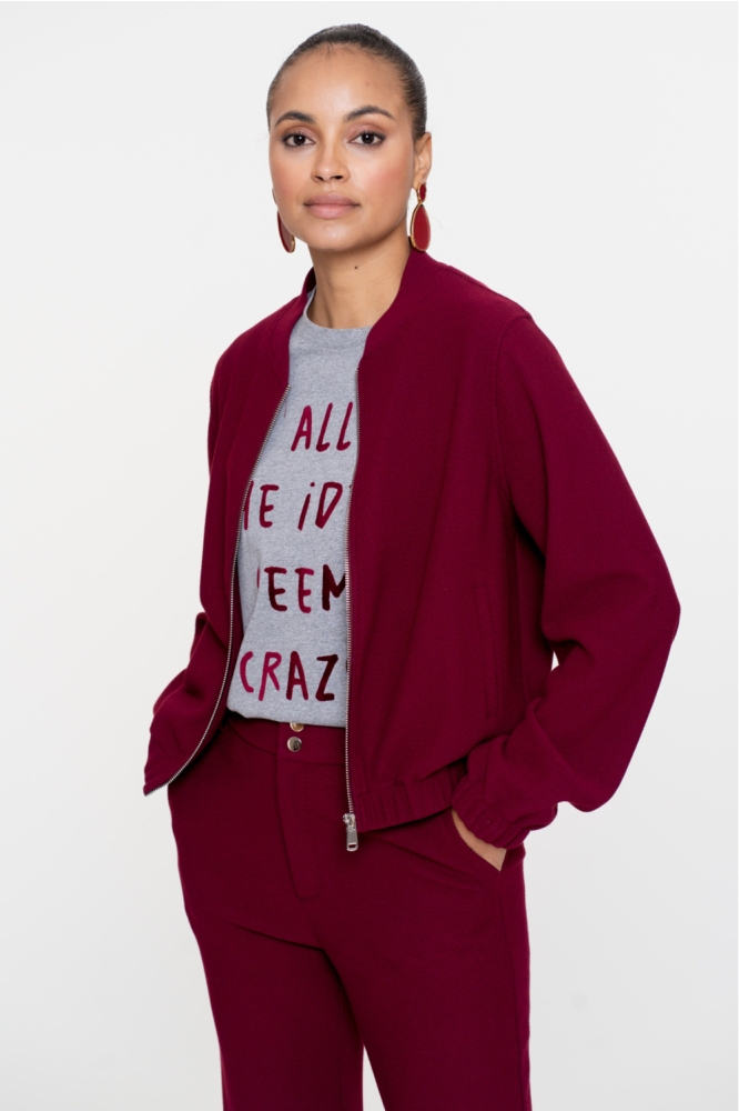 Geisha bordeaux dames vest | Model vooraanzicht