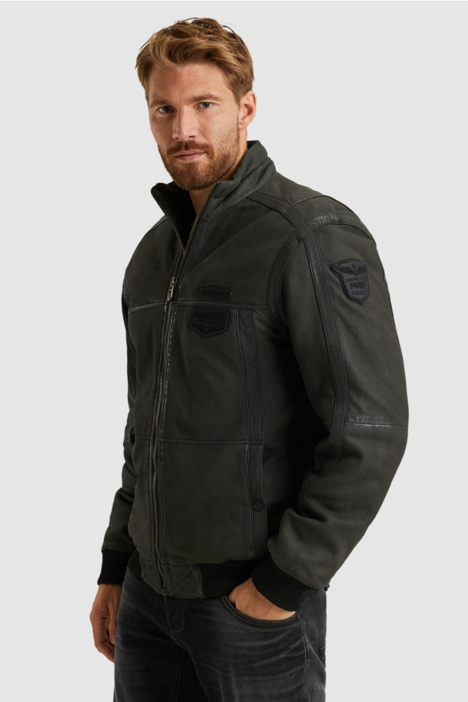 PME legend grijze heren leren jas | Model zijaanzicht