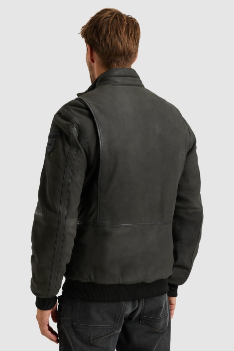 PME legend grijze heren leren jas | Model achteraanzicht