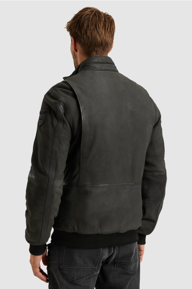 PME legend grijze heren leren jas | Model achteraanzicht