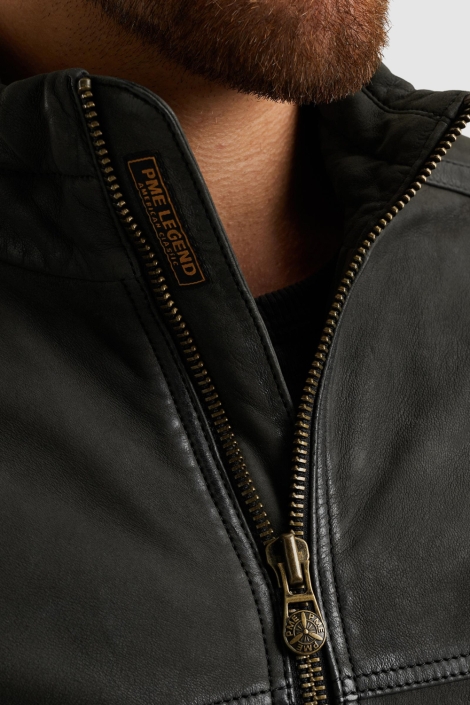 PME legend grijze heren leren jas | Close up