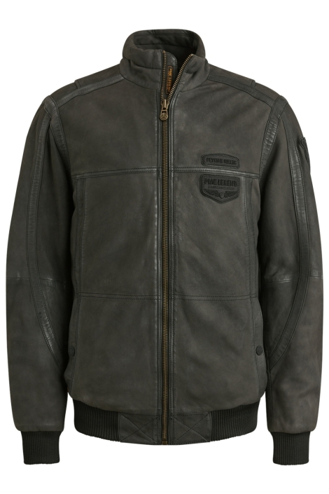 PME legend grijze heren leren jas | Vooraanzicht