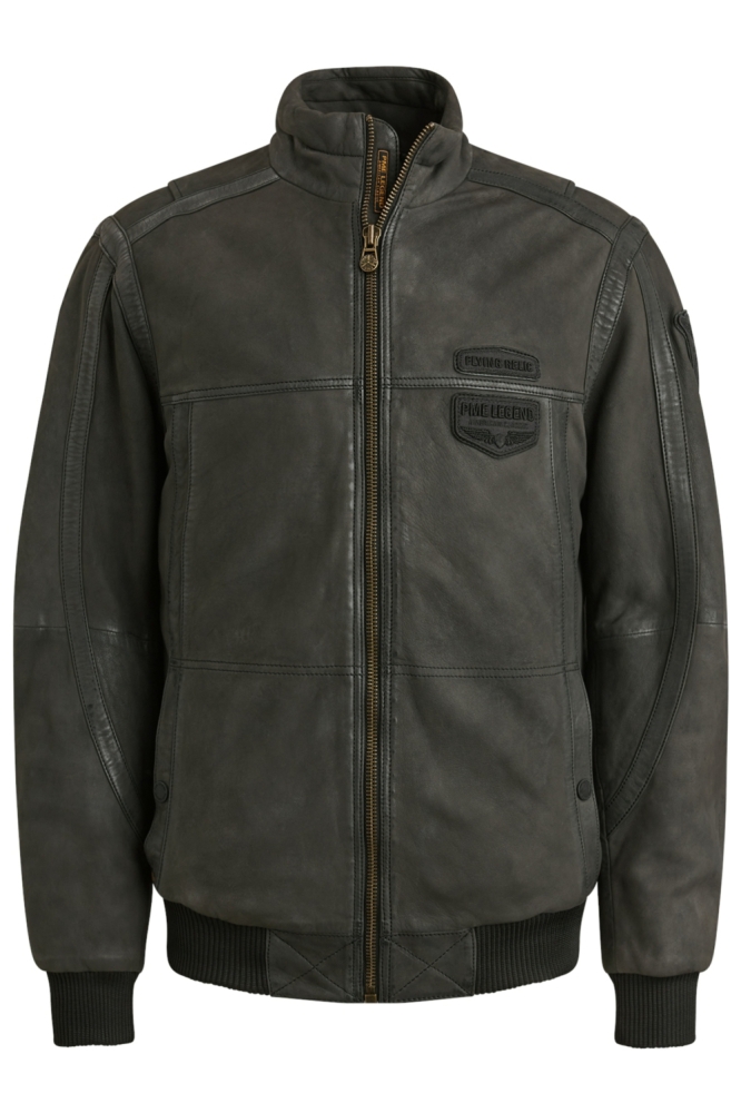 PME legend grijze heren leren jas | Vooraanzicht