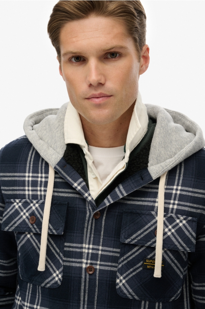 Superdry blauwe heren overhemd | Close up