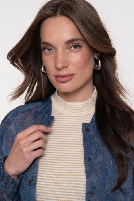 Geisha blauwe dames vest | Close up