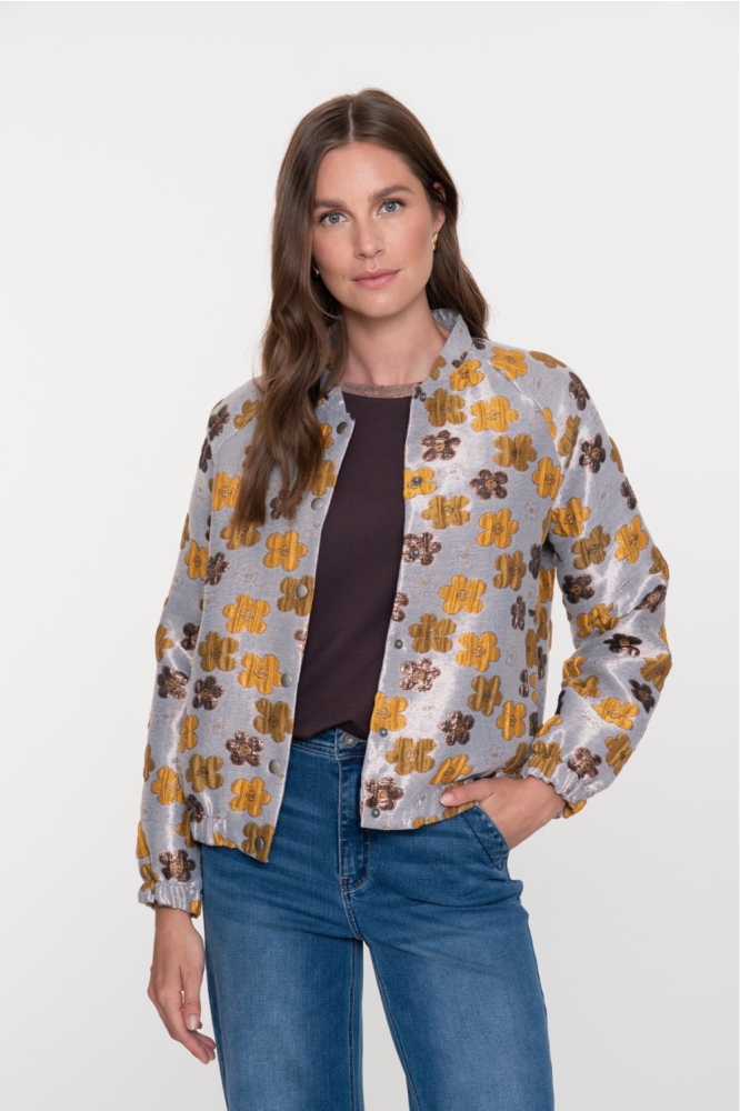 Geisha grijze dames vest | Model vooraanzicht