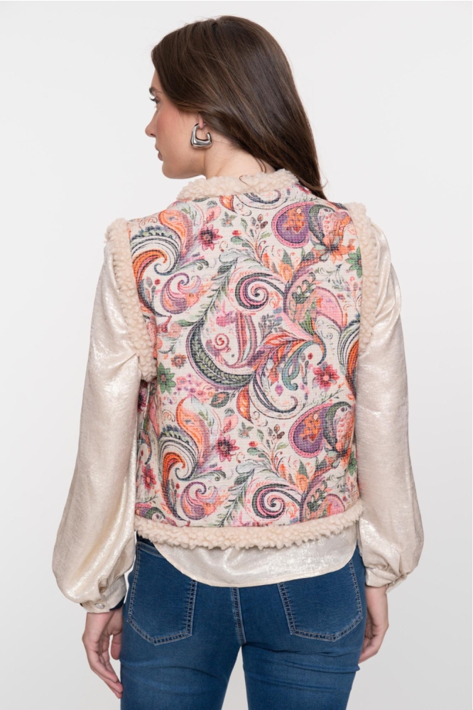 Geisha beige dames gilet | Model achteraanzicht