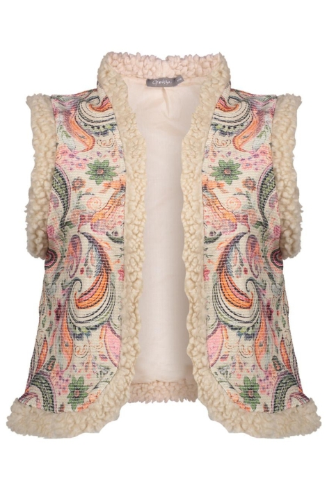 Geisha beige dames gilet | Vooraanzicht