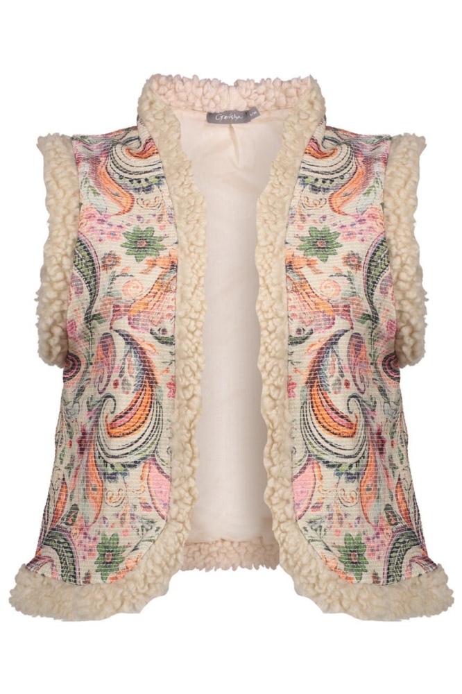 Geisha beige dames gilet | Vooraanzicht