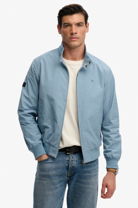 Superdry blauwe heren jas | Model vooraanzicht