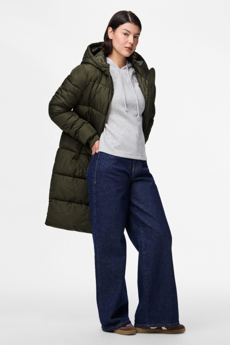 Pieces groene dames jas | Sfeerbeeld, In situatie