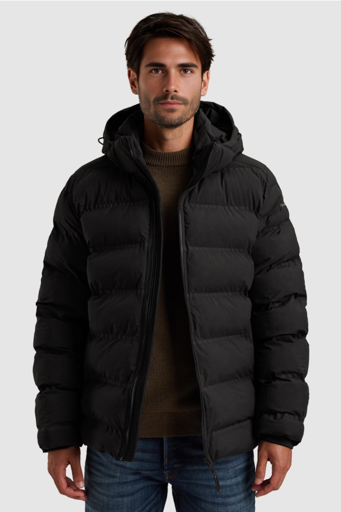 Cast Iron zwarte heren jas | Model vooraanzicht