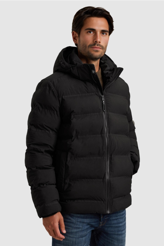 Cast Iron zwarte heren jas | Model zijaanzicht