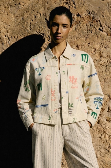 Object Jas OBJALLY LS LO PRINTED JACKET 144 23048704 HUMUS/MULTI COLOR